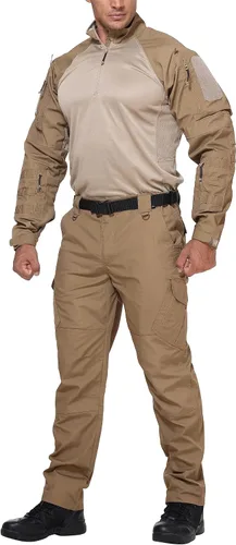 Vista 6 de URBEST Pantalones tácticos Ripstop para hombre, pantalones cargo resistentes al agua, pantalones de trabajo ligeros para senderismo al aire libre