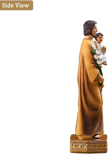 Vista 4 de QIANLING Estatua religiosa de resina de San José con niño, figuras católicas de San José de 8 pulgadas, regalos religiosos pintados a mano
