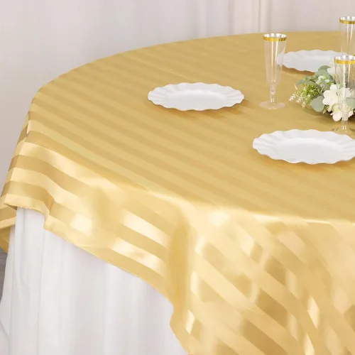 Vista 11 de Efavormart - Paquete de 5 servilletas de tela de satén a rayas color champán, reutilizables, sin arrugas, 20 x 20 pulgadas, para bodas, fiestas
