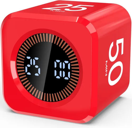 Vista 10 de Cubo de temporizador digital Pomodoro de 5/10/25/50 minutos, temporizador de productividad visual para escritorio de aula, cuenta regresiva Negro