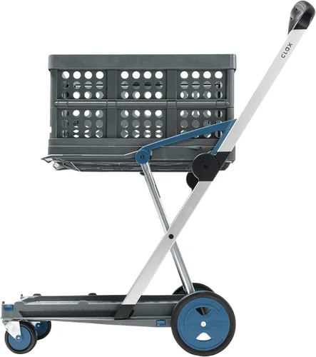Vista 10 de CLAX, Carros plegables funcionales multifuncionales, carrito plegable móvil, carrito de compras con caja de almacenamiento (negro)