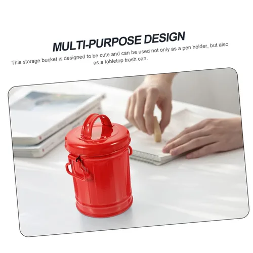 Vista 8 de Cabilock Cubo de almacenamiento de metal, tapa de escritorio, soporte para bolígrafo, mini organizador de papelería, papelera de hierro