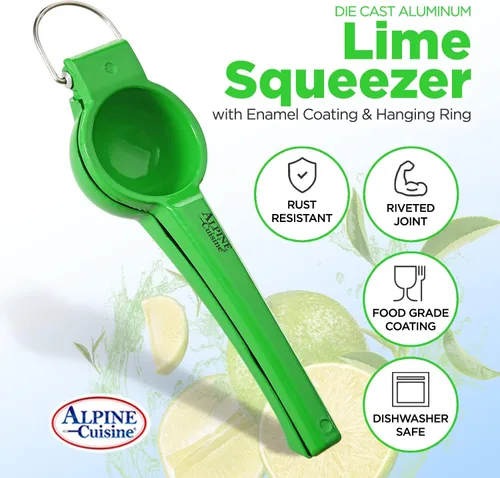 Vista 2 de Alpine Cuisine Exprimidor de lima con gancho – Exprimidor manual de cítricos de aluminio, exprimidor manual de cítricos, prensa de naranja y limón