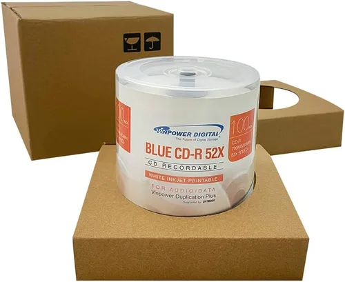 Vista 2 de Vinpower Blue AZO CD-R 700MB 52X - CD imprimibles por inyección de tinta blanca, paquete de 100