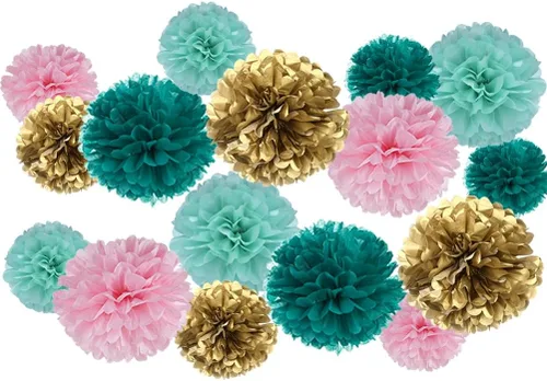 Vista 16 de Pompones de papel negro para fiestas (12 unidades)