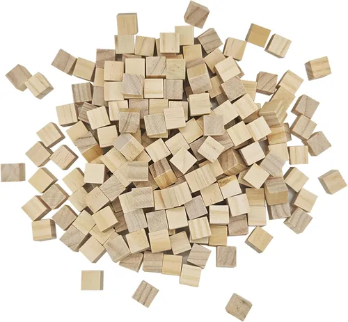 Vista 10 de MUXGOA Cubos de madera, paquete de 100 bloques de madera sin terminar para manualidades, bloques cuadrados de madera de 3/4 pulgadas