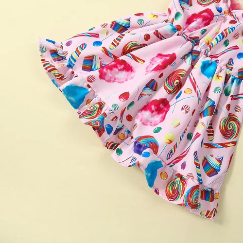Vista 5 de Vestido de fiesta de caramelo para niñas, sin mangas, tirantes delgados, para niños, niñas pequeñas, juegos de mesa de tierra, vestidos de cumpleaños