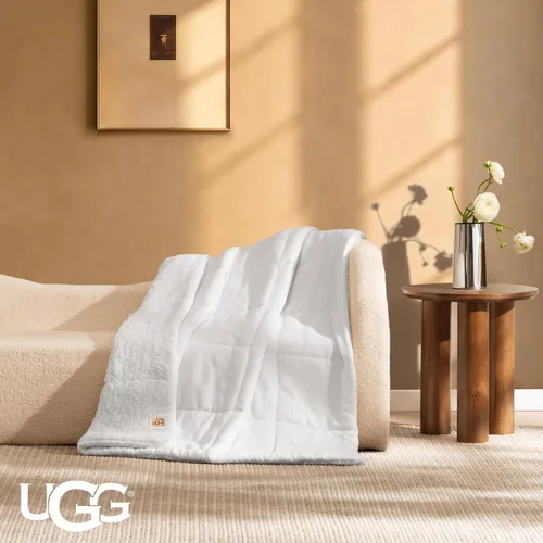 Vista 2 de UGG Nita - Manta para sofá, forro polar de lujo, 50 x 70 pulgadas, color Blanco