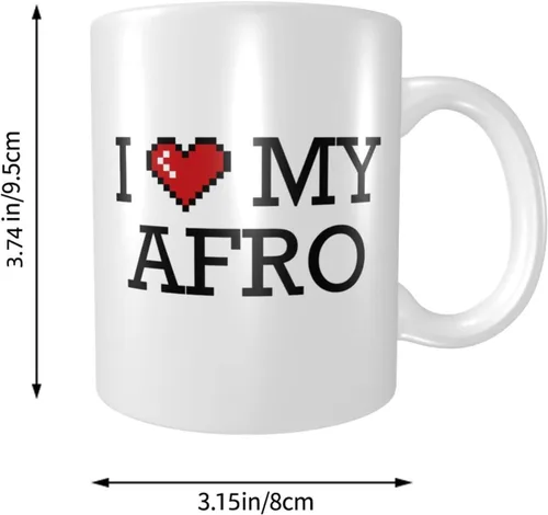 Vista 2 de Taza de café divertida para hombres y mujeres, con texto en inglés "I Love My Afro", regalos extraños, tazas de café divertidas para mujeres