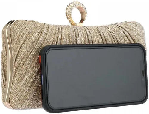 Vista 6 de Bolso de mano para mujer, plisado con purpurina y bolsa de noche con diamantes de imitación, para novia, boda, fiesta