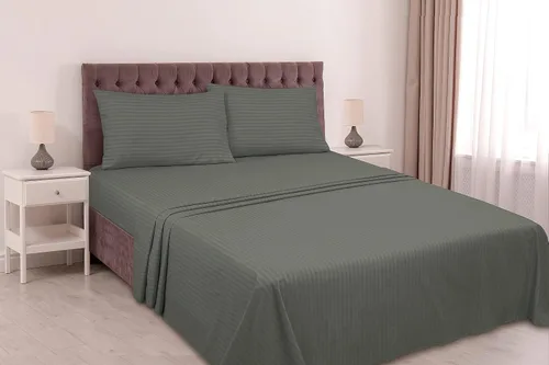 Vista 2 de ROYALE LINENS Juego de sábanas de 3 piezas individual XL, microfibra suave cepillada de 1800, 1 sábana bajera, 1 sábana encimera, 1 funda de Stripe