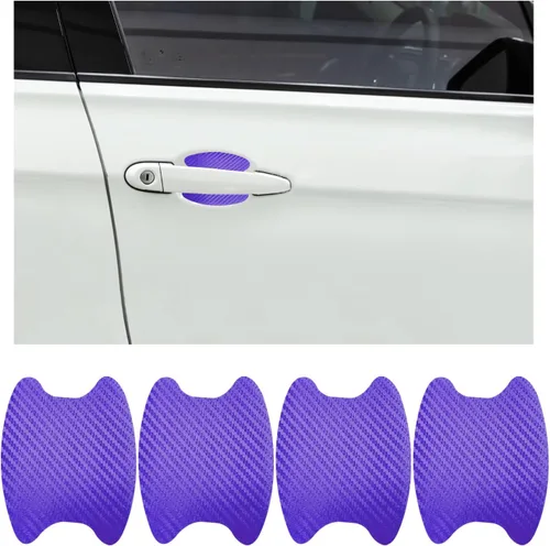 Vista 11 de Ziciner 4 calcomanías para manija de puerta de automóvil, textura de fibra de carbono, películas protectoras para manija de puerta automática