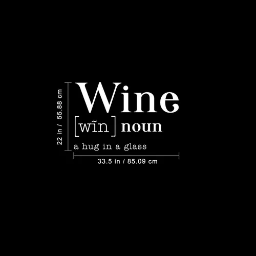 Vista 4 de Vinilo decorativo para pared, diseño de vino a abrazo en una copa, 22 x 33.5 pulgadas, definición moderna de humor para adultos, decoración
