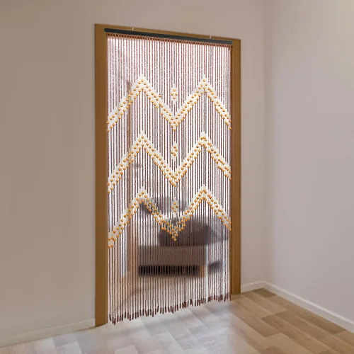 Vista 3 de Cortina de madera de bambú natural con cuentas de 52 hebras de madera para colgar, divisor decorativo hecho a mano, bohemio, de madera, para puerta