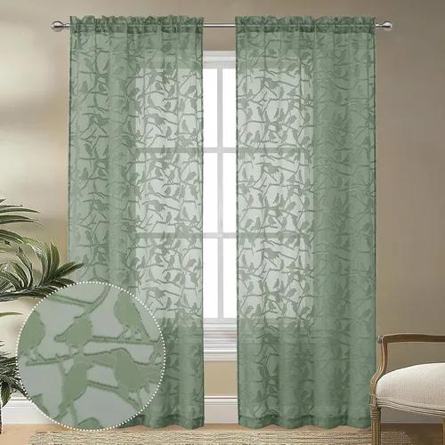Vista 49 de OVZME Anji Clip Voile Sheer Tiers RD 2X30X36 Negro