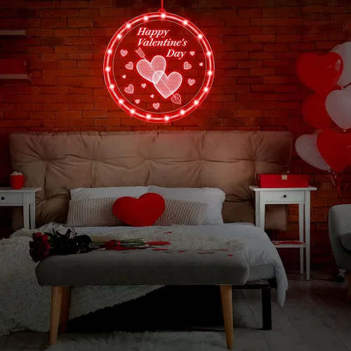 Vista 7 de Capoda Luz de ventana para el día de San Valentín de 8.3 pulgadas, cadena de luz de corazón rojo de San Valentín, funciona con pilas, silueta