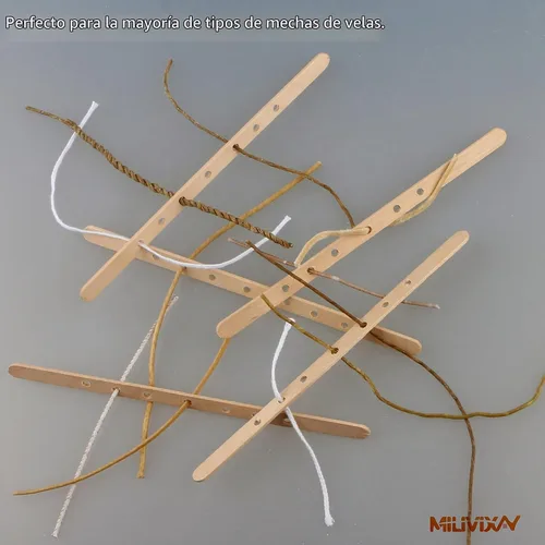 Vista 4 de MILIVIXAY 100 soportes de mecha de madera, dispositivo de centrado de mechas de vela para velas grandes y multimecha.