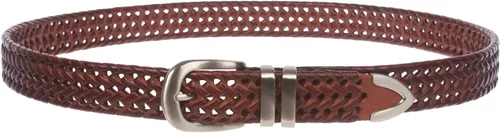 Vista 2 de beltiscool Cinturón de cuero trenzado para hombre de 1 18 pulgadas (1.181in), plateado