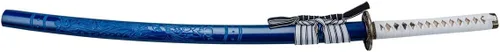Vista 9 de Samurai Katana,1060 acero de alto carbono,Acero T10,Acero de Damasco,Aleación Tsuba,Mango de madera maciza