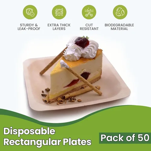 Vista 2 de Perfect Stix Perfectware - Platos rectangulares desechables de madera de 5 a 50 quilates, 5 pulgadas (paquete de 50)