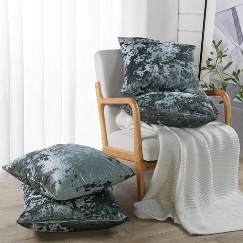 Vista 18 de Home Soft Things Funda de almohada decorativa de terciopelo triturado, 4 piezas, aguacate, 20 x 20 pulgadas, funda cuadrada de acento suave