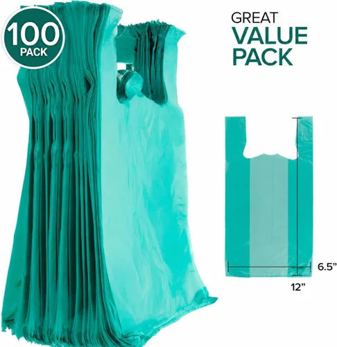 Vista 2 de Stock Your Home Bolsas de comestibles ecológicas desechables con asas, bolsa de camiseta de agradecimiento para supermercado, comestibles