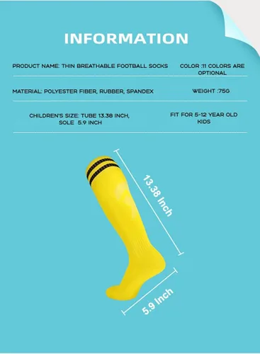 Vista 5 de EIAY Shop 2 pares de calcetines de fútbol para niños y niñas de 5 a 12 años de edad, transpirables, para entrenamiento atlético, calcetines