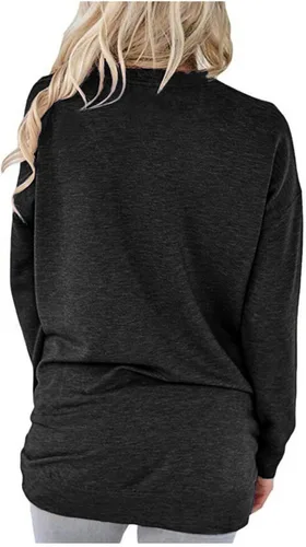Vista 4 de ONLYSHE - Sudadera para mujer, cuello redondo, casual, holgada camiseta manga larga