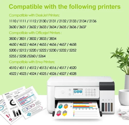 Vista 2 de greencycle Paquete combinado de 63 cartuchos de tinta remanufacturados XL de repuesto para HP 63XL compatible con Envy 4520 4512 4516 Officejet 4650
