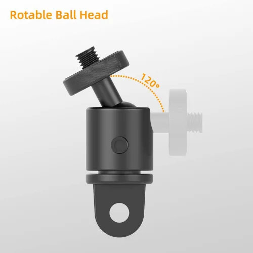 Vista 2 de Soporte de cámara de aluminio con rotación de 360 grados, montaje de adaptador ajustable de tornillo de 1/4, compatible con GoPro Hero