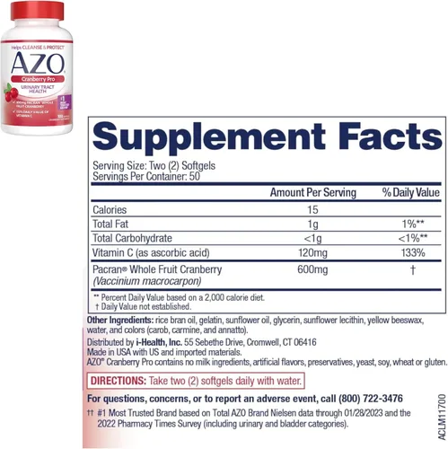 Vista 4 de AZO Suplemento dietético para el control de la vejiga con Go-Less y control de peso, 48 unidades + suplemento de salud del tracto urinario Cranberry