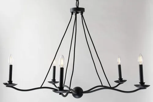 Vista 3 de Troy Lighting F6305 Sawyer - Lámpara de araña de cinco luces, hierro forjado