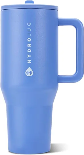 Vista 35 de HydroJug Traveler - Botella de agua de 40 onzas con asa y pajita abatible - Cabe en portavasos, vaso resistente a fugas - Reutilizable, aislado