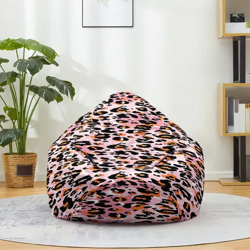 Vista 13 de Lukery Puf de almacenamiento con estampado de leopardo 3D para niños y adultos, puf rellenable (sin relleno), puf lavable para sala de estar, sofá
