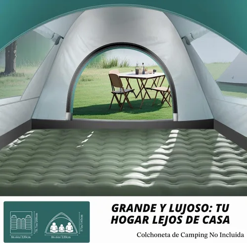 Vista 4 de Tienda de campaña para 2-3 personas, tienda de campaña automática instantánea para camping, fácil y rápida, tienda de campaña impermeable, tienda