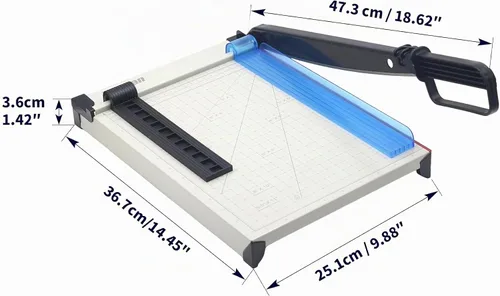 Vista 2 de Cortador de papel de 12 pulgadas, base de metal sólido, hoja afilada para recortar fotos, tarjetas, etiquetas, capacidad de 12 hojas, ideal