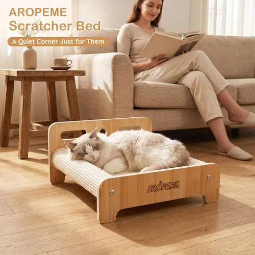 Vista 8 de Large Sisal Cat Scratcher Bed, Cat Scratching Lounge for Indoor Cats