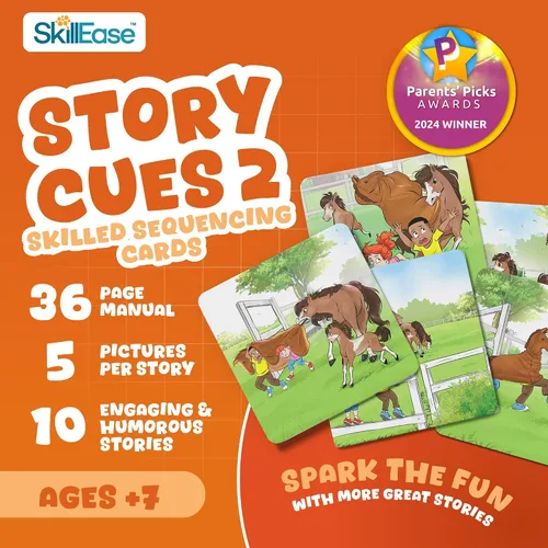 Vista 2 de SkillEase Story Cues 2 tarjetas de secuenciación experta, materiales de terapia del habla, juego de habilidades sociales, juegos de estudiantes