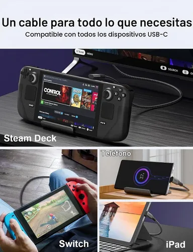 Vista 7 de XAOSUN - Cable USB 4 en ángulo recto para cable Thunderbolt 4 de 90 grados Gris