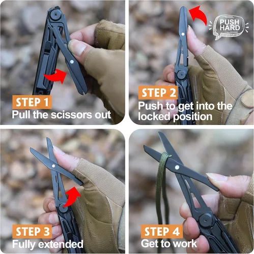 Vista 4 de Cuchillo multiherramienta de bolsillo - Regalos de Navidad para hombres, herramienta múltiple, cuchillos EDC - Cuchillo de bolsillo para hombres