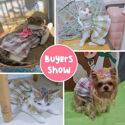 Vista 5 de Vestidos de perro para perros pequeños para niña Yorkie Chihuahua taza de té princesa vestido de verano para cachorros falda ropa para gato paquete