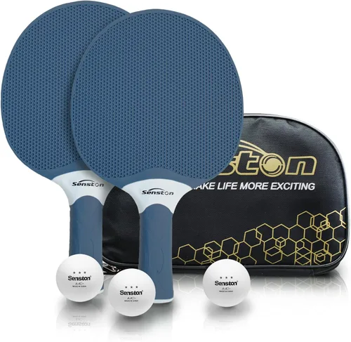 Vista 10 de Set de raquetas de tenis de mesa Senston, raqueta de tenis de mesa profesional con 3 bolas, juego de paletas de ping pong de goma compuesta Negro