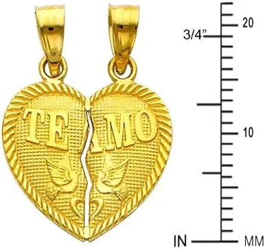 Vista 2 de Colgante de oro amarillo de 14 quilates Samll"TEAMO" para pareja, Oro amarillo