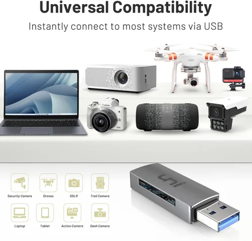 Vista 9 de Lector de tarjetas SD uni, adaptador de tarjeta SD USB 3.0 de alta velocidad para SD/Micro SD/TF Micro SD Memory Card Reader, Support