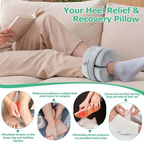 Vista 2 de Almohada de elevación de pies, almohada de tobillo para dormir con espuma de alta densidad, almohada de soporte para piernas para elevar los pies