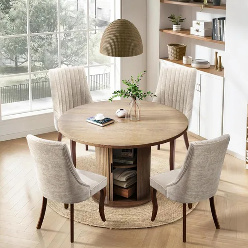 Vista 33 de SoarFlash Juego de mesa de cocina y sillas para 4, juego de mesa de comedor de 47 pulgadas para 4 personas con sillas tapizadas de terciopelo, juego