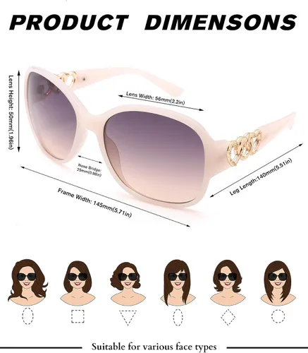 Vista 4 de Pro Acme Gafas de sol redondas de moda para mujer, con marco de moda, protección UV400
