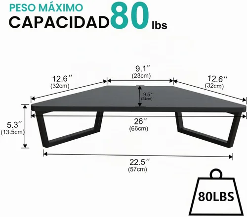 Vista 5 de TEAMIX Soporte elevador para monitor de esquina de 26 pulgadas con Negro