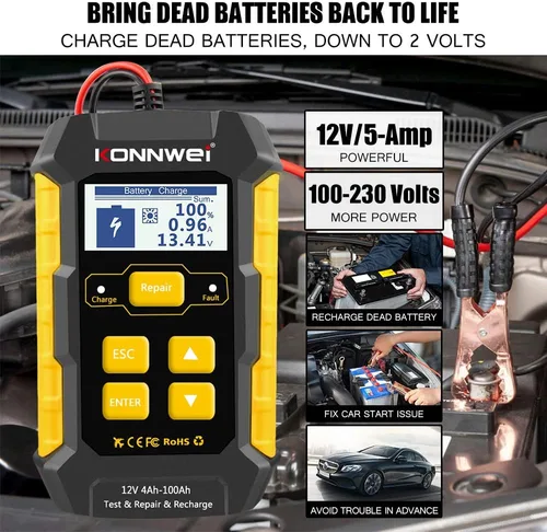 Vista 8 de Escáner KW320 OBD2 + cargador de batería KW510