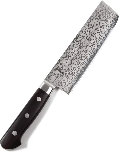 Vista 9 de Cuchillo japonés sombreado Damasco VG-10 16 capas mango de madera de Pakkawood negro, 5.3 pulgadas (5.315 in)